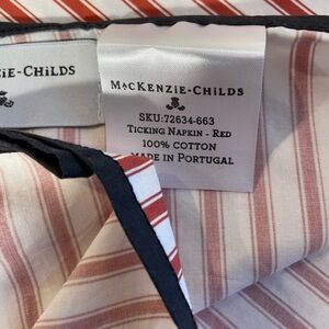 MacKenzie-Childs Ticking Napkins Red Stripe 16”x 16”
100% Cotton (12 Napkins)